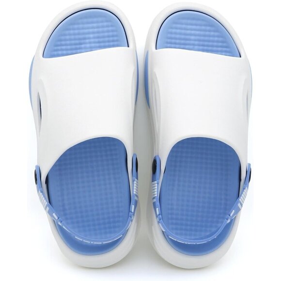 〽️Men\'s Slippers Slide Sandals White Blue Back Strap Open Toe Ultra Comfy Shoes main image 6